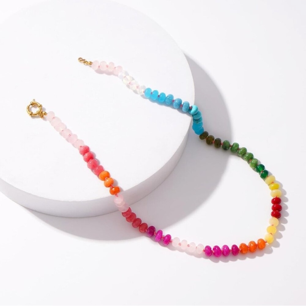 Colorful Rainbow Stone Beaded Choker Necklace
Adjustable - Picture 12 of 12